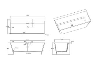 Ванна из искусственного камня Timo Erika ERIKA1700 170x75 см белый